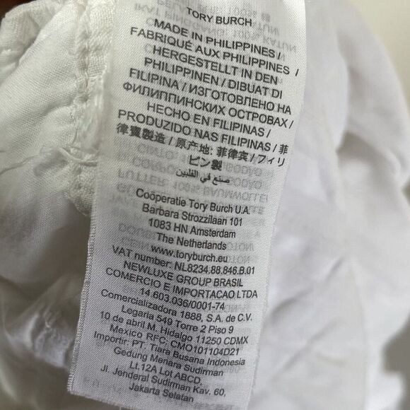 TORY BURCH Midi Dress Women 6 White Striped Seersucker 100% Cotton - Picture 15 of 16